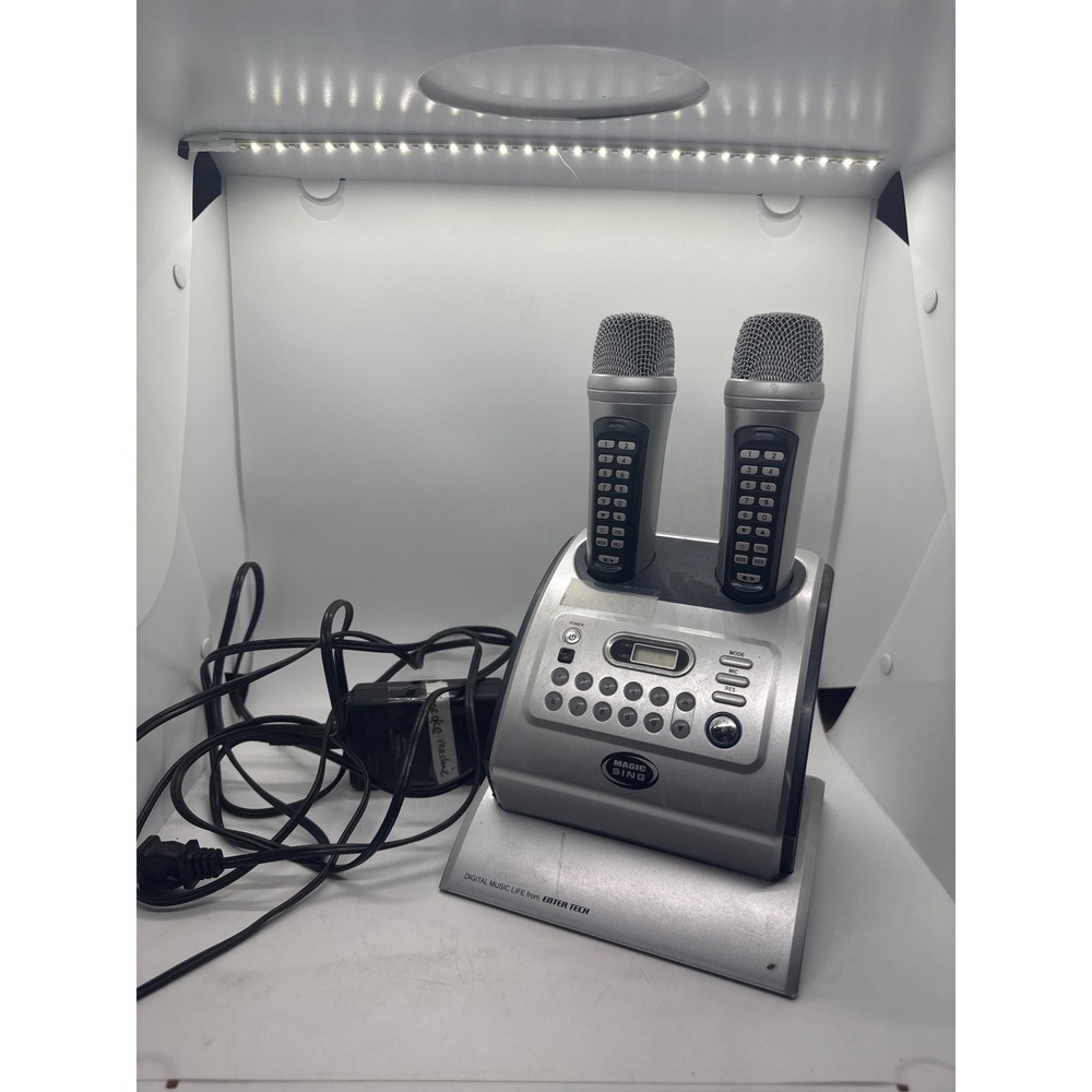 Magic Sing ET18K Enter Tech Dual Wireless Microphone Karaoke System Silver